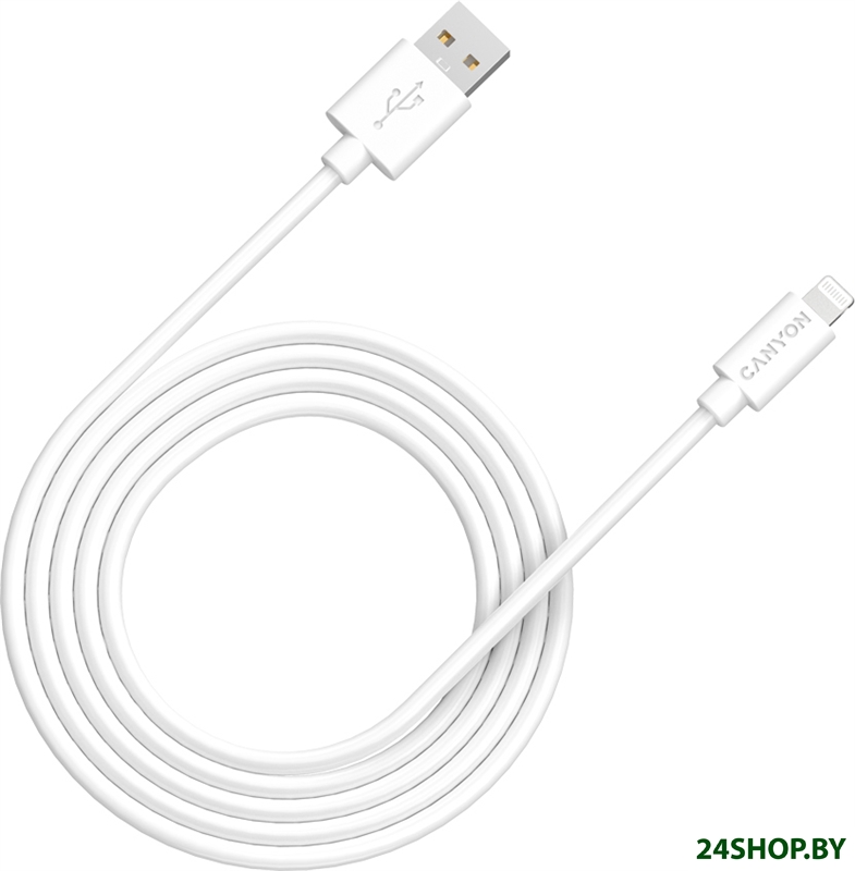 Кабель Canyon CNS-MFIC12W USB Type-A - Lightning (2 м, белый) Кабель Canyon CNS-MFIC12W USB Type-A - Lightning (2 м, белый)
