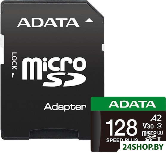 Карта памяти ADATA SPEED PLUS microSDXC 128GB UD128GUI3V30A2SP-RA1 (с адаптером) Карта памяти ADATA SPEED PLUS microSDXC 128GB UD128GUI3V30A2SP-RA1 (с адаптером)