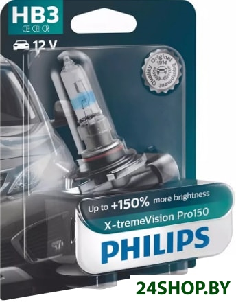 Галогенная лампа Philips HB3 X-tremeVision Pro150 1шт Галогенная лампа Philips HB3 X-tremeVision Pro150 1шт