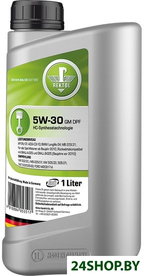Моторное масло Rektol 5W-30 GM DPF 1л Моторное масло Rektol 5W-30 GM DPF 1л