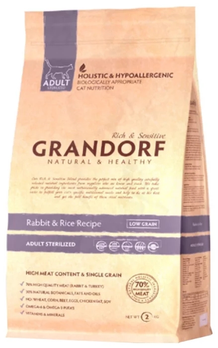 Сухой корм для кошек Grandorf Rabbit and Rice Adult Sterilized (2 кг) Сухой корм для кошек Grandorf Rabbit and Rice Adult Sterilized (2 кг)