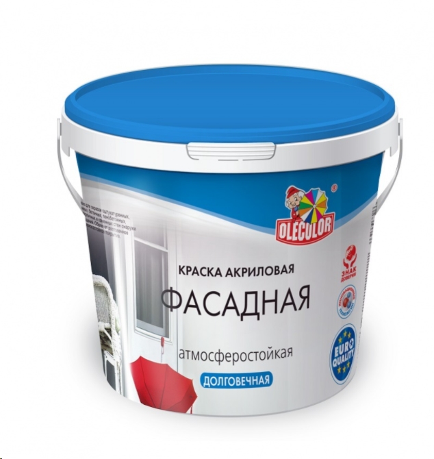 Краска Olecolor Водно-диспрессионная фасадная 3 кг (супербелый) (О1864000) Краска Olecolor Водно-диспрессионная фасадная 3 кг (супербелый) (О1864000)