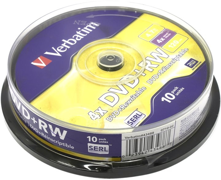 Диски Verbatim DVD+RW Disc 4.7Gb 4x (уп. 10 шт) Диски Verbatim DVD+RW Disc 4.7Gb 4x (уп. 10 шт)