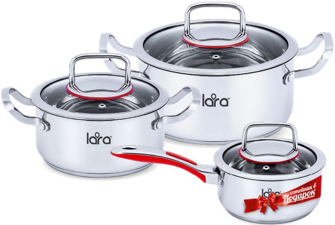Набор кастрюль LARA LR02-108 Prima Набор кастрюль LARA LR02-108 Prima