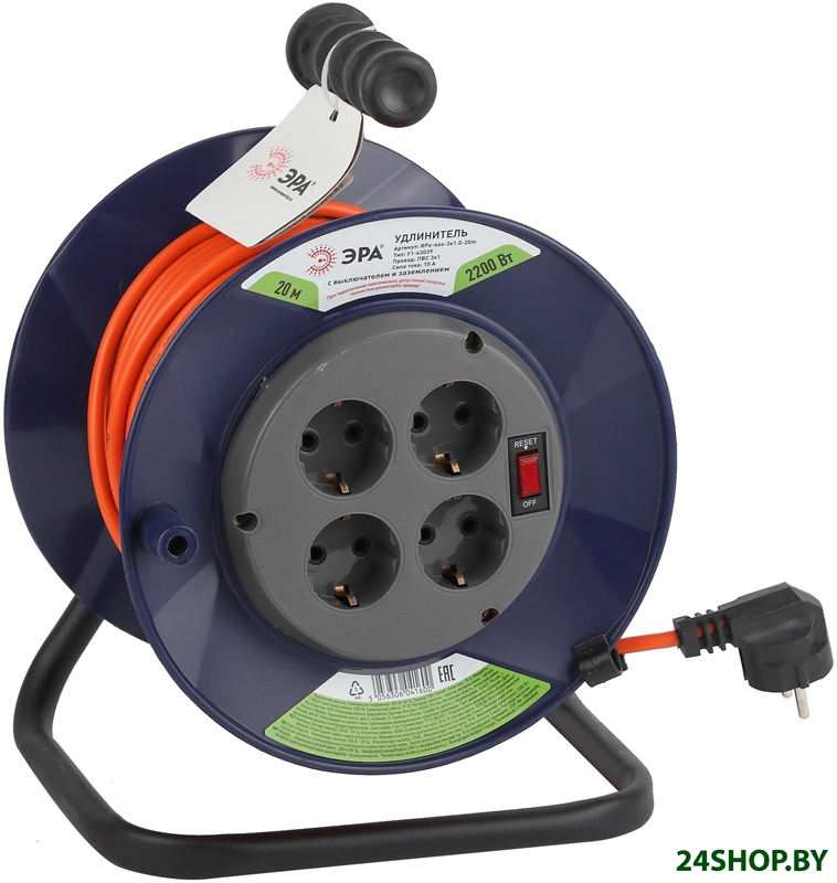 Удлинитель на катушке ЭРА RPx-4es-3х1.0-20m Б0043054 Удлинитель на катушке ЭРА RPx-4es-3х1.0-20m Б0043054