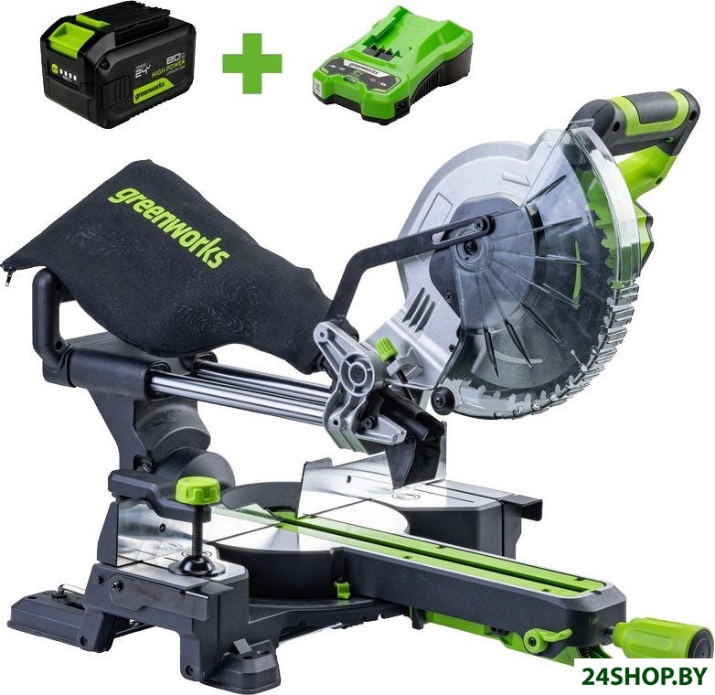 Торцовочная пила Greenworks GD24MS216 1501707UH (с 1-им АКБ) Торцовочная пила Greenworks GD24MS216 1501707UH (с 1-им АКБ)