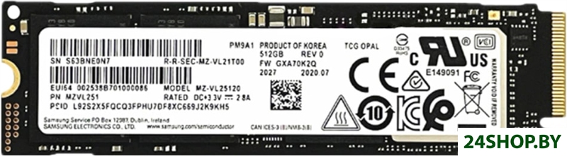 SSD Samsung PM9A1 256GB MZVL2256HCHQ-00B00 SSD Samsung PM9A1 256GB MZVL2256HCHQ-00B00