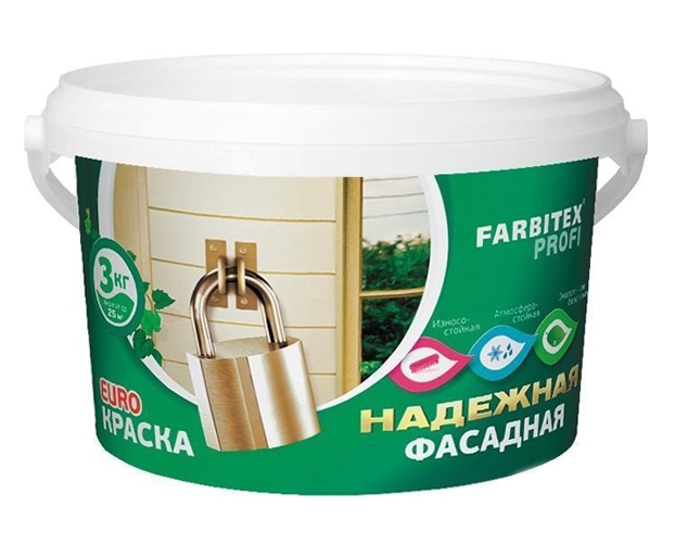 Краска Farbitex Профи Фасадная 3 кг Краска Farbitex Профи Фасадная 3 кг