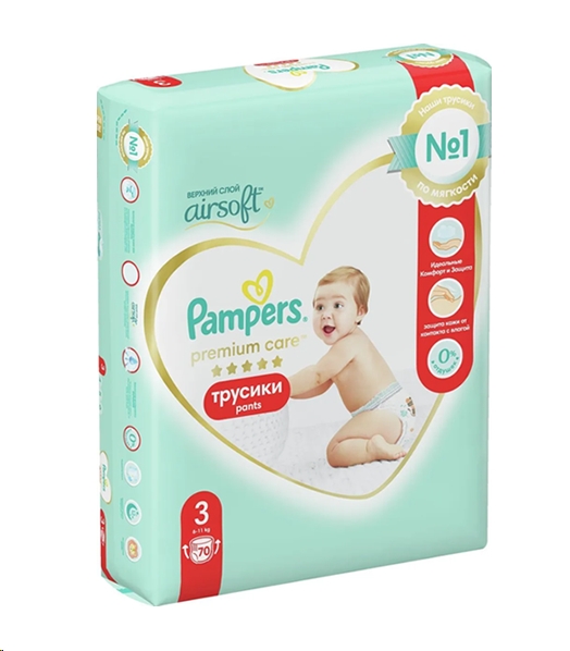 Подгузники-трусики детские Pampers Premium Care 3 Midi (70 шт) Подгузники-трусики детские Pampers Premium Care 3 Midi (70 шт)