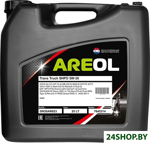 Моторное масло Areol Trans Truck SHPD 5W-30 20л Моторное масло Areol Trans Truck SHPD 5W-30 20л