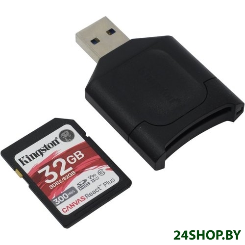 Карта памяти Kingston Canvas React Plus SDHC 32GB (с кардридером) Карта памяти Kingston Canvas React Plus SDHC 32GB (с кардридером)
