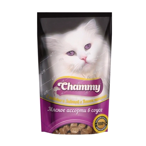 Консервированный корм для кошек Chammy мясное ассорти в соусе (85 г) Консервированный корм для кошек Chammy мясное ассорти в соусе (85 г)