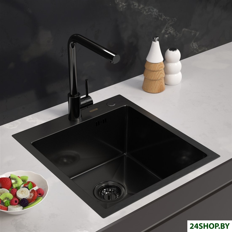 Кухонная мойка ARFEKA ECO AR 450*500 BLACK PVD NANO DECOR MILLET GRAINS Кухонная мойка ARFEKA ECO AR 450*500 BLACK PVD NANO DECOR MILLET GRAINS