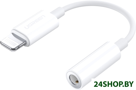 Адаптер Ugreen US212 30759 Lightning - 3.5 Jack (0.07 м, белый) Адаптер Ugreen US212 30759 Lightning - 3.5 Jack (0.07 м, белый)