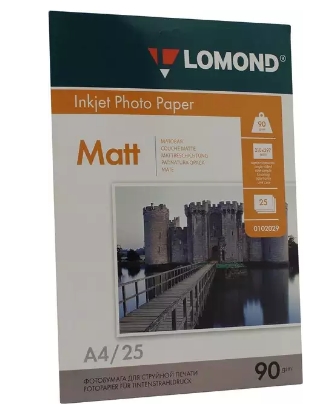 Фотобумага LOMOND матовая А4 90 г/кв.м. 25 листов (0102029) Фотобумага LOMOND матовая А4 90 г/кв.м. 25 листов (0102029)