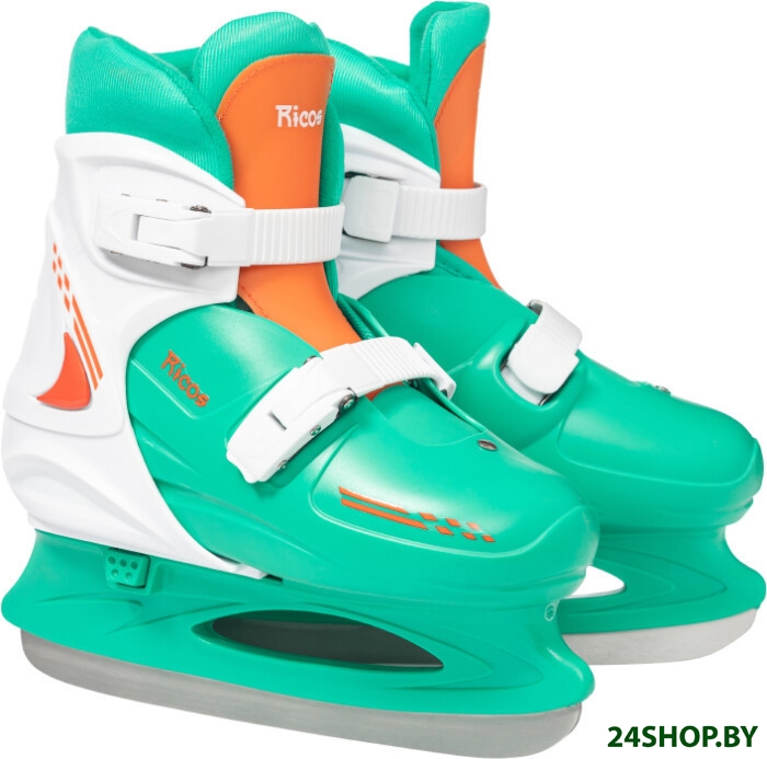Коньки Ricos Boom PW-229 S (р. 29-32, белый/бирюзовый) Коньки Ricos Boom PW-229 S (р. 29-32, белый/бирюзовый)
