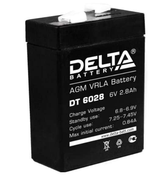 Аккумулятор для ИБП Delta DT 6028 (6В/2.8 А·ч) Аккумулятор для ИБП Delta DT 6028 (6В/2.8 А·ч)