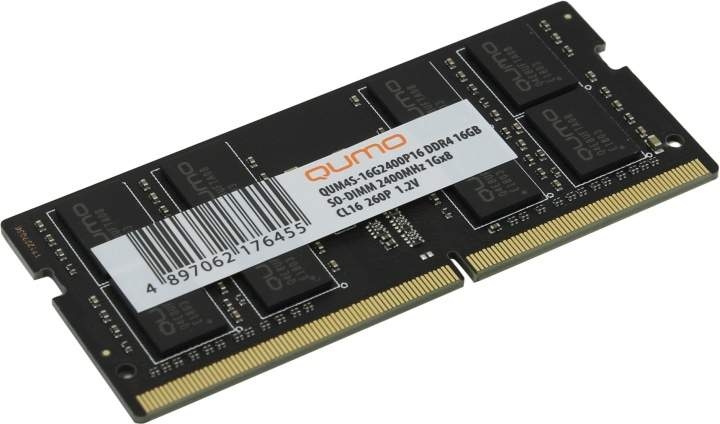 Оперативная память QUMO DDR4 SODIMM 16GB PC4-19200 CL16 (QUM4S-16G2400P16) Оперативная память QUMO DDR4 SODIMM 16GB PC4-19200 CL16 (QUM4S-16G2400P16)