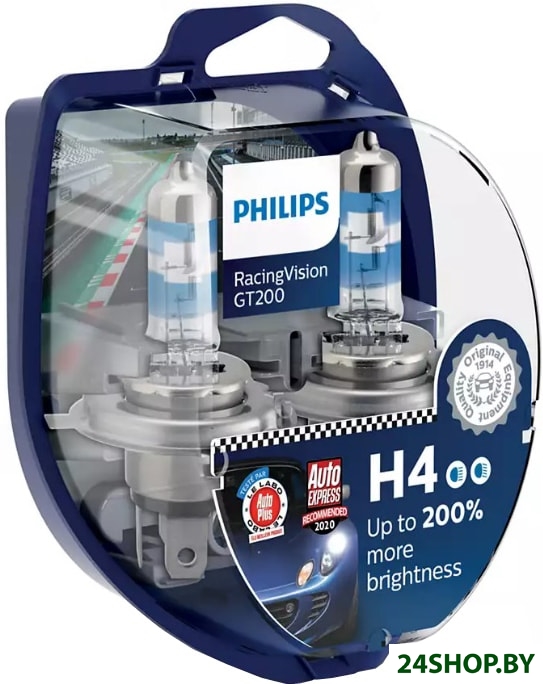 Галогенная лампа Philips H4 RacingVision GT200 2шт Галогенная лампа Philips H4 RacingVision GT200 2шт