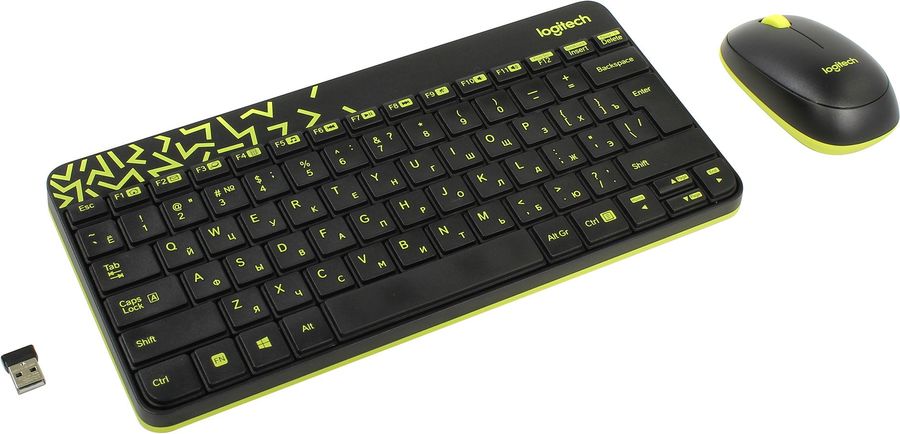 Клавиатура и мышь Logitech MK240 черный/жёлтый Клавиатура и мышь Logitech MK240 черный/жёлтый