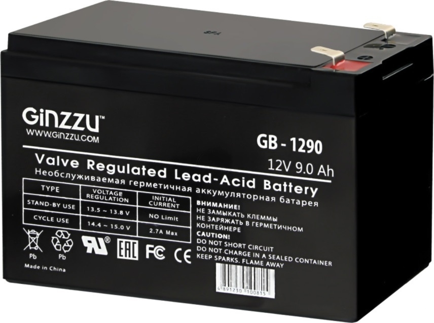 Аккумулятор для ИБП Ginzzu GB-1290 (12В/9 А·ч) Аккумулятор для ИБП Ginzzu GB-1290 (12В/9 А·ч)