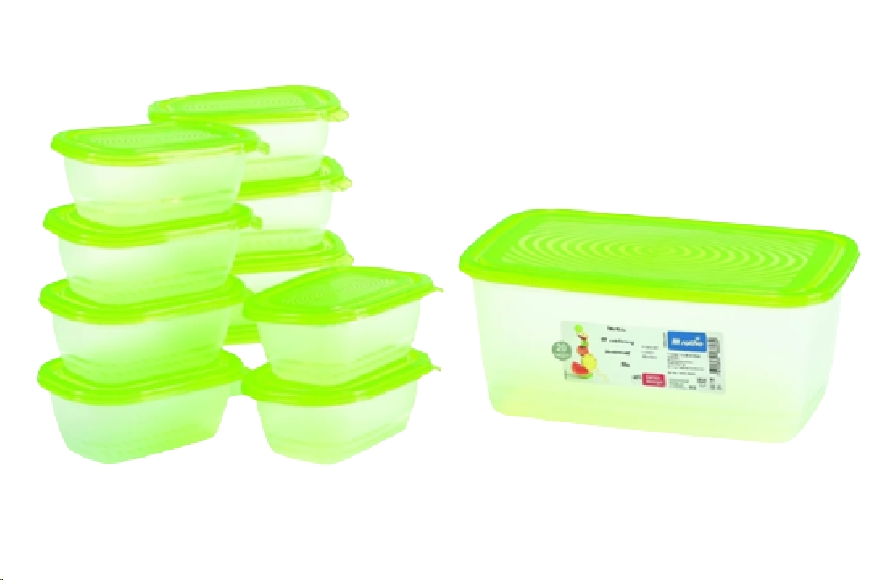 Набор контейнеров Rotho Fridge Sunshine Set 1016705073 (прозрачный/зеленый) Набор контейнеров Rotho Fridge Sunshine Set 1016705073 (прозрачный/зеленый)