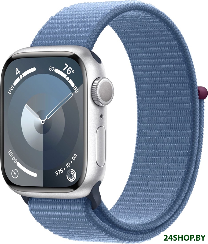 Умные часы Apple Watch Series 9 41 мм (алюминиевый корпус, серебристый/зимний синий, нейлоновый реме Умные часы Apple Watch Series 9 41 мм (алюминиевый корпус, серебристый/зимний синий, нейлоновый реме
