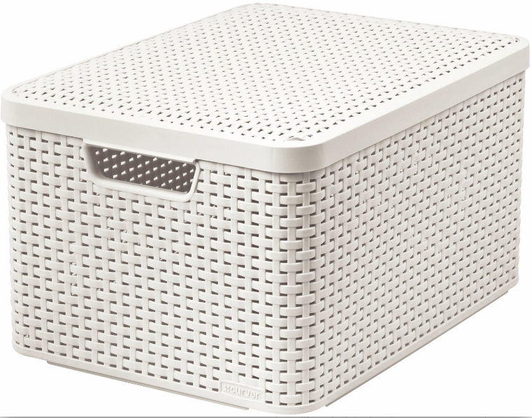 Корзина с крышкой Curver Rattan Style L 03619-885 (кремовая) Корзина с крышкой Curver Rattan Style L 03619-885 (кремовая)
