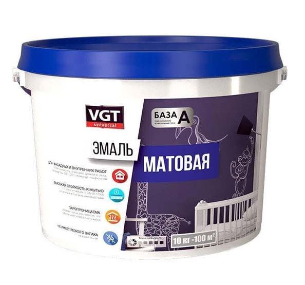 Эмаль VGT ВД-АК-1179 Универсальная Матовая База А 3 кг (супербелый) Эмаль VGT ВД-АК-1179 Универсальная Матовая База А 3 кг (супербелый)