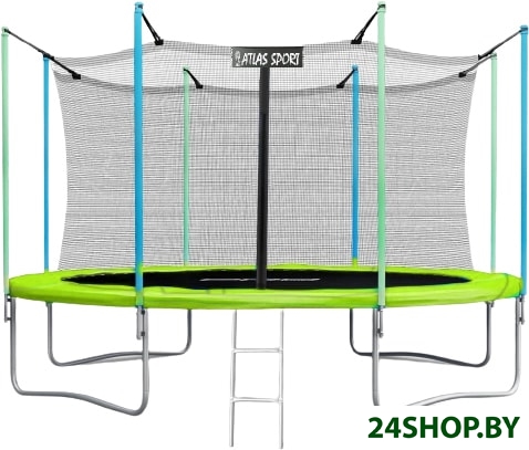Батут Atlas Sport 374 см - 12ft (с лестницей, внутренняя сетка, зеленый) Батут Atlas Sport 374 см - 12ft (с лестницей, внутренняя сетка, зеленый)