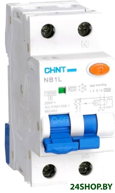 Дифференциальный автомат Chint NB1L 1P+N C10 30mA AC 10kA (36mm) (R) Дифференциальный автомат Chint NB1L 1P+N C10 30mA AC 10kA (36mm) (R)