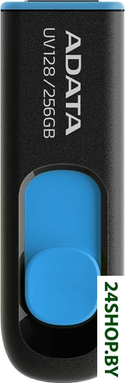 USB Flash A-Data DashDrive UV128 256GB (черный/синий) USB Flash A-Data DashDrive UV128 256GB (черный/синий)