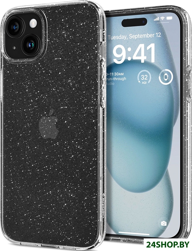 Чехол для телефона Spigen Liquid Crystal Glitter для iPhone 15 ACS06788 (затемненный/прозрачный) Чехол для телефона Spigen Liquid Crystal Glitter для iPhone 15 ACS06788 (затемненный/прозрачный)