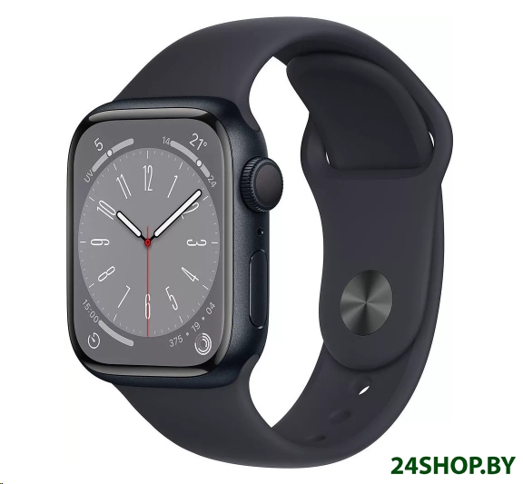 Умные часы Apple Watch Series 8 41 мм (алюминиевый корпус, полуночный/полуночный, спортивный силикон Умные часы Apple Watch Series 8 41 мм (алюминиевый корпус, полуночный/полуночный, спортивный силикон