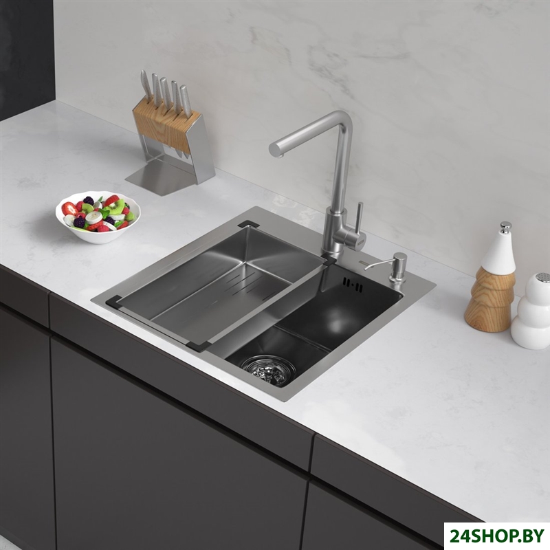 Кухонная мойка ARFEKA Eco AR мойка 450*500, коландер G, дозатор Satin Кухонная мойка ARFEKA Eco AR мойка 450*500, коландер G, дозатор Satin
