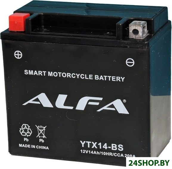 Мотоциклетный аккумулятор ALFA YTX14-BS (14 А·ч) Мотоциклетный аккумулятор ALFA YTX14-BS (14 А·ч)