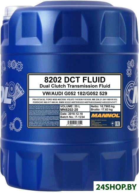 Трансмиссионное масло Mannol DCT Fluid 20л Трансмиссионное масло Mannol DCT Fluid 20л