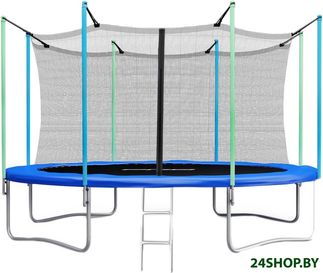 Батут Atlas Sport 374 см - 12ft (с лестницей, внутренняя сетка, синий) Батут Atlas Sport 374 см - 12ft (с лестницей, внутренняя сетка, синий)