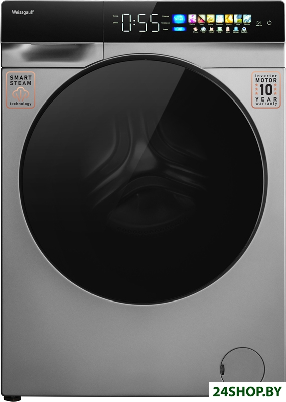 Стиральная машина Weissgauff WM 998 Full Touch DC Inverter Steam Silver Стиральная машина Weissgauff WM 998 Full Touch DC Inverter Steam Silver