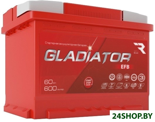 Автомобильный аккумулятор Gladiator EFB 6СТ-60L(0) (60 А·ч) Автомобильный аккумулятор Gladiator EFB 6СТ-60L(0) (60 А·ч)