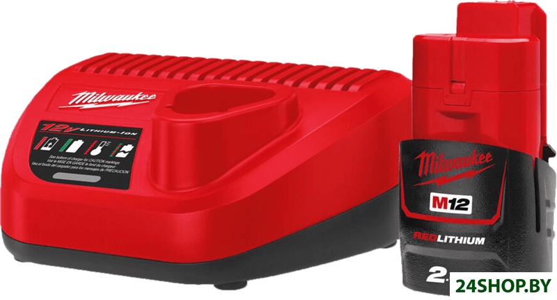Аккумулятор с зарядным устройством Milwaukee M12 M12NRG-201 4933451900 (12В/2 Ач + 12В) Аккумулятор с зарядным устройством Milwaukee M12 M12NRG-201 4933451900 (12В/2 Ач + 12В)