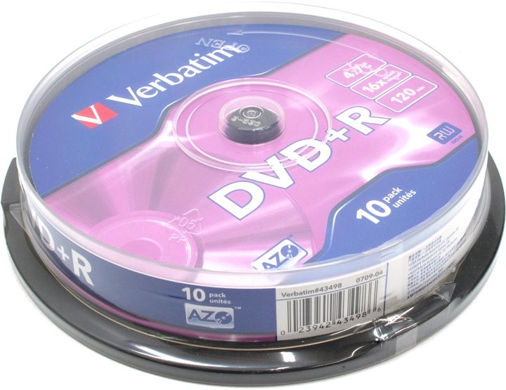 Диски Verbatim DVD+R Disc 4.7Gb 16x (уп. 10 шт) Диски Verbatim DVD+R Disc 4.7Gb 16x (уп. 10 шт)