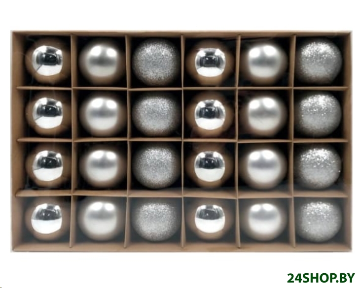 Набор ёлочных шаров Winter Glade 6024G002 (24 шт, серебряный) Набор ёлочных шаров Winter Glade 6024G002 (24 шт, серебряный)