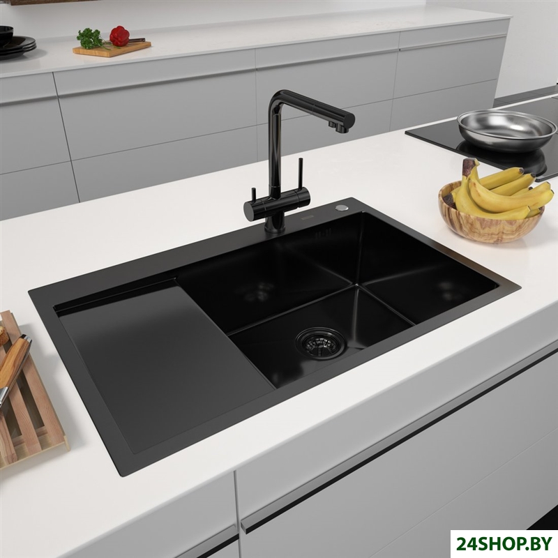 Кухонная мойка ARFEKA ECO AR 780*500 R BLACK PVD NANO Кухонная мойка ARFEKA ECO AR 780*500 R BLACK PVD NANO