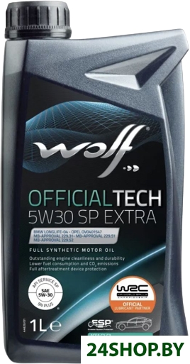 Моторное масло Wolf OfficialTech 5W-30 SP Extra 1л Моторное масло Wolf OfficialTech 5W-30 SP Extra 1л
