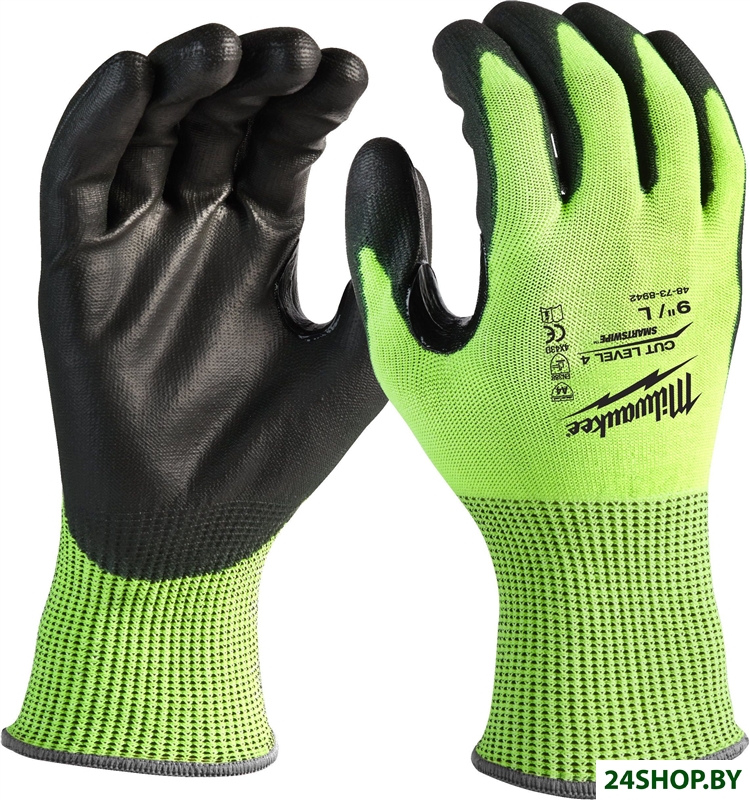 Перчатки хозяйственные Milwaukee Hi-Vis Cut level 4/D 10/XL 4932479929 Перчатки хозяйственные Milwaukee Hi-Vis Cut level 4/D 10/XL 4932479929