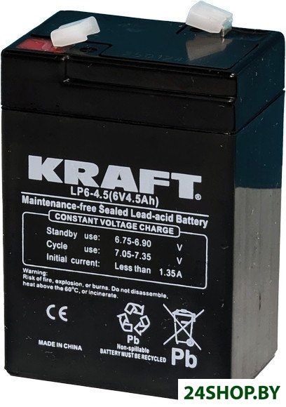 Аккумулятор для ИБП KRAFT LP6-4.5 (6V/4.5Ah) Аккумулятор для ИБП KRAFT LP6-4.5 (6V/4.5Ah)