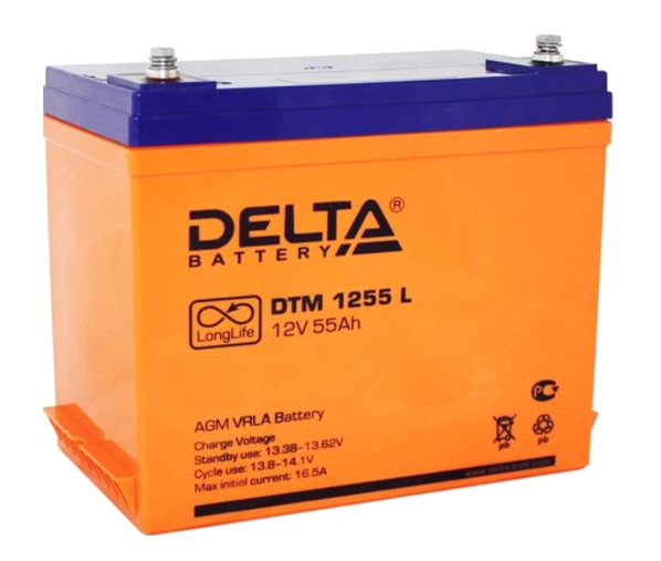 Аккумулятор для ИБП Delta DTM 1255 L (12В/55 А·ч) Аккумулятор для ИБП Delta DTM 1255 L (12В/55 А·ч)