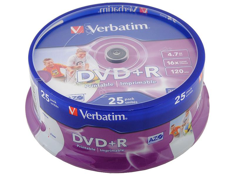 Диск DVD+R Verbatim 4.7Gb 16x Cake Box (25шт) Диск DVD+R Verbatim 4.7Gb 16x Cake Box (25шт)