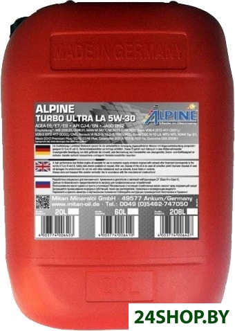Моторное масло Alpine Turbo Ultra LA 5W-30 20л Моторное масло Alpine Turbo Ultra LA 5W-30 20л